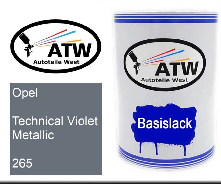 Opel, Technical Violet Metallic, 265: 500ml Lackdose, von ATW Autoteile West.
